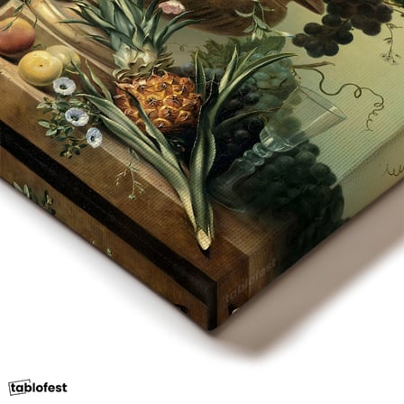 Dikey Kanvas Tablo Jan van Huysum Meyve ve Çiçekler Ananaslı Vazoda Ressam Tablosu Ev Ofis Dekoru