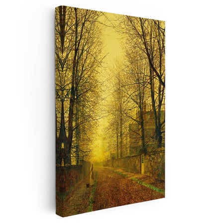 Dikey Kanvas Tablo J.A. Grimshaw Sonbahar Yolu Yürüyen Figür Gündoğumu Ressam Tablosu Ev Ofis Dekoru