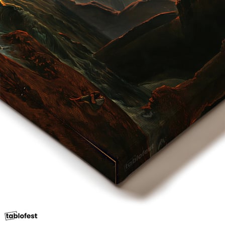 Dikey Kanvas Tablo Thomas Cole Fırtınalı Deniz Kayalık Kıyı Ressam Tablosu Ev Ofis Dekoru