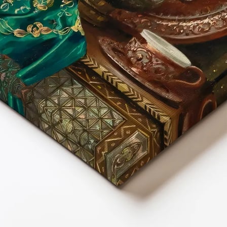 Dikey Kanvas Tablo Bakır İbrik Ve Kase Oryantalist Ressam Tablosu Ev Ofis Duvar Dekoru