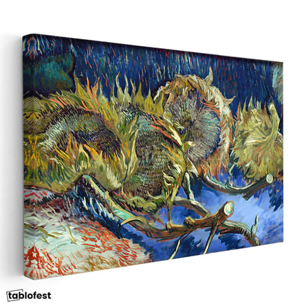 Yatay Kanvas Tablo Vincent van Gogh Kurumuş Ayçiçekleri Mavi Zemin Ressam Tablosu Ev Ofis Dekoru