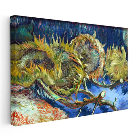 Yatay Kanvas Tablo Vincent van Gogh Kurumuş Ayçiçekleri Mavi Zemin Ressam Tablosu Ev Ofis Dekoru
