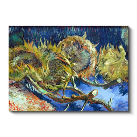 Yatay Kanvas Tablo Vincent van Gogh Kurumuş Ayçiçekleri Mavi Zemin Ressam Tablosu Ev Ofis Dekoru