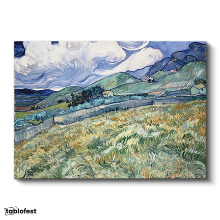 Yatay Kanvas Tablo Vincent van Gogh Tepe ve Alan Manzarası Ressam Tablosu Duvar Dekoru