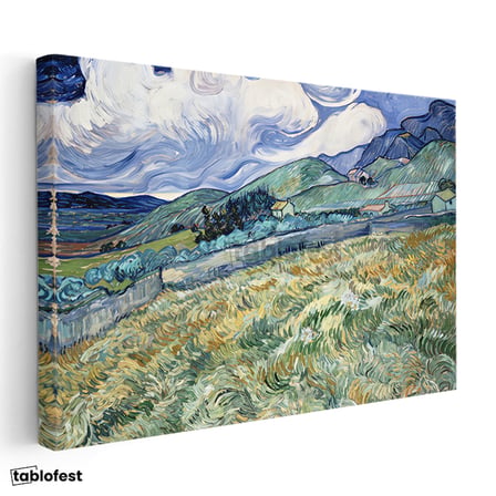 Yatay Kanvas Tablo Vincent van Gogh Tepe ve Alan Manzarası Ressam Tablosu Duvar Dekoru