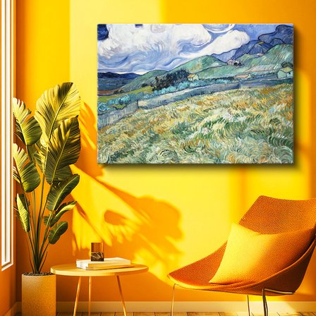 Yatay Kanvas Tablo Vincent van Gogh Tepe ve Alan Manzarası Ressam Tablosu Duvar Dekoru