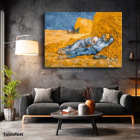 Yatay Kanvas Tablo Vincent van Gogh Samanlıkta Uyuyanlar Ressam Tablosu Duvar Dekoru