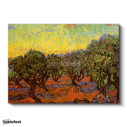 Yatay Kanvas Tablo Vincent van Gogh Zeytin Ağaçları Tarlası Ressam Tablosu Ev Ofis Dekoru