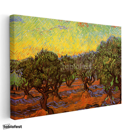 Yatay Kanvas Tablo Vincent van Gogh Zeytin Ağaçları Tarlası Ressam Tablosu Ev Ofis Dekoru
