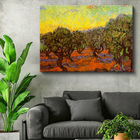Yatay Kanvas Tablo Vincent van Gogh Zeytin Ağaçları Tarlası Ressam Tablosu Ev Ofis Dekoru