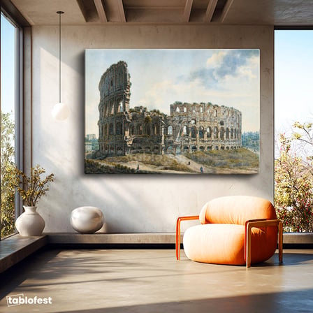 Yatay Kanvas Tablo A.L.R. Ducros Colosseum Kalıntıları Roma Harabesi Ressam Tablosu Ev Ofis Dekoru