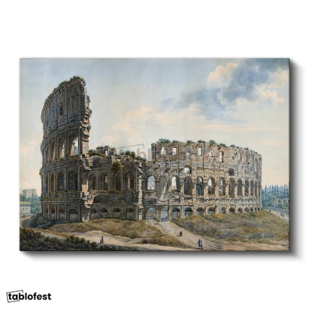 Yatay Kanvas Tablo A.L.R. Ducros Colosseum Kalıntıları Roma Harabesi Ressam Tablosu Ev Ofis Dekoru