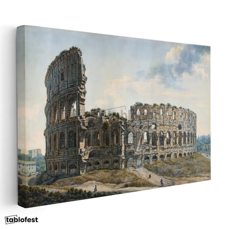 Yatay Kanvas Tablo A.L.R. Ducros Colosseum Kalıntıları Roma Harabesi Ressam Tablosu Ev Ofis Dekoru