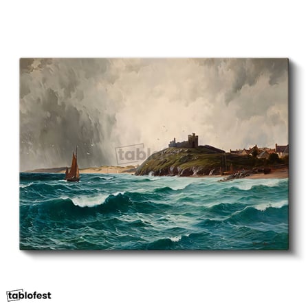 Yatay Kanvas Tablo Joseph Turner Kıyı Kalesi Fırtınalı Deniz Manzarası Ressam Tablosu Ev Ofis Dekoru