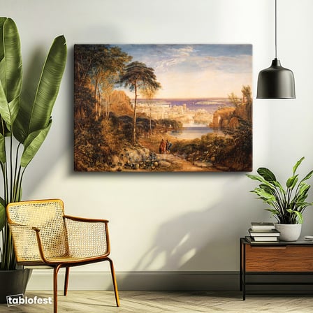 Yatay Kanvas Tablo John Martin Kartaca Şehri Manzarası Deniz ve Figür Ressam Tablosu Duvar Dekoru