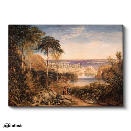 Yatay Kanvas Tablo John Martin Kartaca Şehri Manzarası Deniz ve Figür Ressam Tablosu Duvar Dekoru