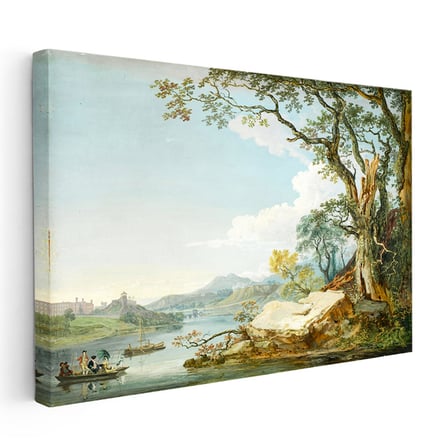 Yatay Kanvas Tablo Paul Sandby Windsor Kalesi Nehir Kenarı Piknik Detayı Ressam Tablosu Duvar Dekoru