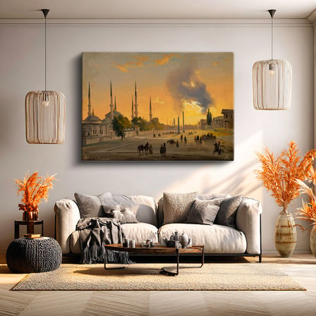 Yatay Kanvas Tablo Ippolito Caffi Sultanahmet Meydanı Obelisk Minare Ressam Tablosu Ev Ofis Dekoru