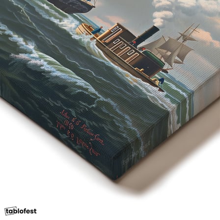 Yatay Kanvas Tablo John Stobart Denizde Yelkenliler Buharlı Ressam Tablosu Ev Ofis Duvar Dekoru