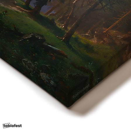 Yatay Kanvas Tablo Albert Bierstadt Yosemite Vadisi Şelale ve Göl Işık Ressam Tablosu Ev Ofis Dekoru