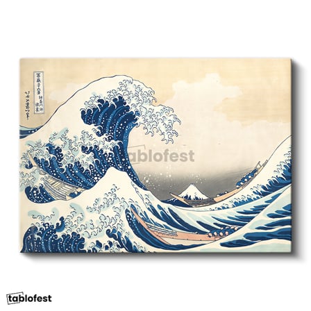 Yatay Kanvas Tablo Hokusai Büyük Dalga Kanagawa Fuji Dağı Ukiyo-e Japon Ressam Tablosu Duvar Dekoru