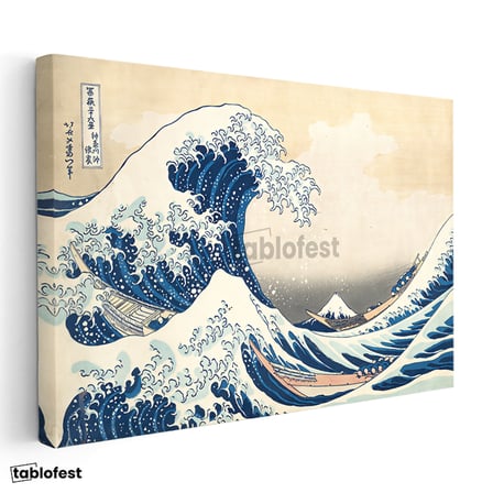 Yatay Kanvas Tablo Hokusai Büyük Dalga Kanagawa Fuji Dağı Ukiyo-e Japon Ressam Tablosu Duvar Dekoru