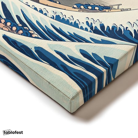 Yatay Kanvas Tablo Hokusai Büyük Dalga Kanagawa Fuji Dağı Ukiyo-e Japon Ressam Tablosu Duvar Dekoru