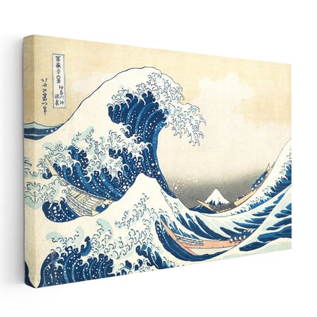 Yatay Kanvas Tablo Hokusai Büyük Dalga Kanagawa Fuji Dağı Ukiyo-e Japon Ressam Tablosu Duvar Dekoru