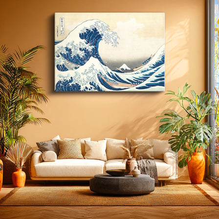Yatay Kanvas Tablo Hokusai Büyük Dalga Kanagawa Fuji Dağı Ukiyo-e Japon Ressam Tablosu Duvar Dekoru