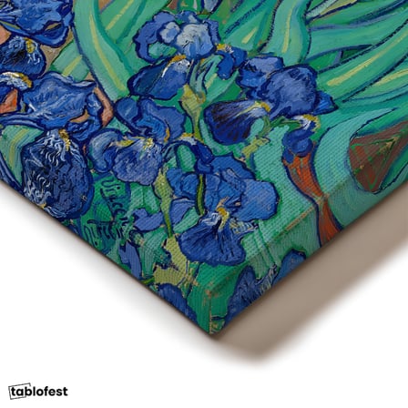 Yatay Kanvas Tablo Vincent van Gogh İris Çiçekleri Bahçe Mavi Ressam Tablosu Ev Ofis Duvar Dekoru