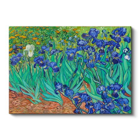 Yatay Kanvas Tablo Vincent van Gogh İris Çiçekleri Bahçe Mavi Ressam Tablosu Ev Ofis Duvar Dekoru