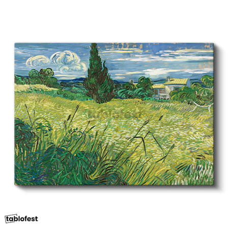 Yatay Kanvas Tablo Van Gogh Selvi Ağacı ve Çayır Ressam Tablosu Ev Ofis Duvar Dekoru