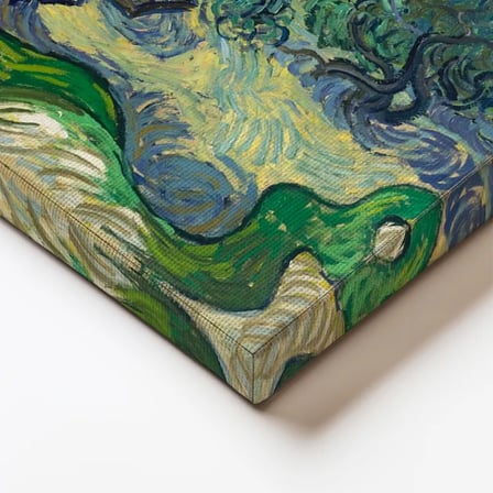 Yatay Kanvas Tablo Van Gogh Zeytin Ağaçları Mavi Dağlar Bulutlu Ressam Tablosu Ev Ofis Duvar Dekoru