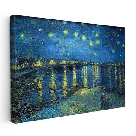 Yatay Kanvas Tablo Van Gogh Rhone Üzerinde Yıldızlı Gece Rıhtım Ressam Tablosu Ev Ofis Duvar Dekoru