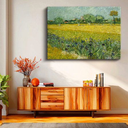 Yatay Kanvas Tablo Van Gogh Buğday Tarlası Köy Ressam Tablosu Ev Ofis Duvar Dekoru