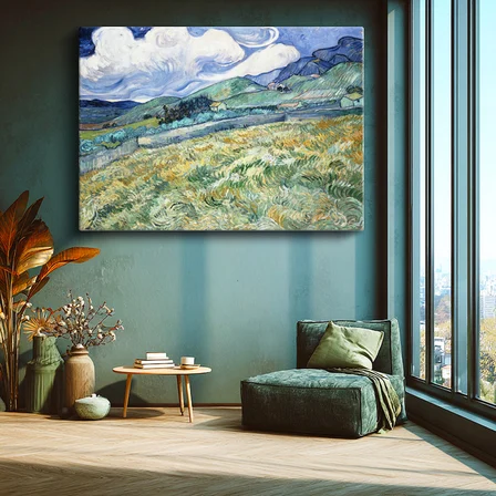 Yatay Kanvas Tablo Van Gogh Buğday Tarlası Yokuş Yukarı Ressam Tablosu Ev Ofis Duvar Dekoru