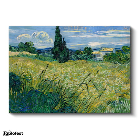 Yatay Kanvas Tablo Van Gogh Selvili Çayır Çiftlik Evi Ressam Tablosu Ev Ofis Duvar Dekoru