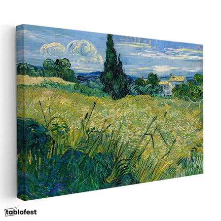 Yatay Kanvas Tablo Van Gogh Selvili Çayır Çiftlik Evi Ressam Tablosu Ev Ofis Duvar Dekoru