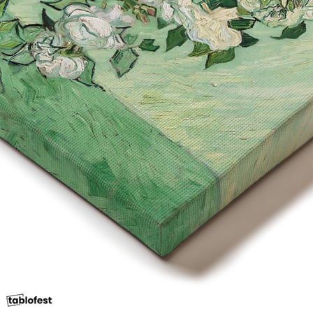 Yatay Kanvas Tablo Van Gogh Beyaz Güller Vazo Çiçekli Natürmort Ressam Tablosu Ev Ofis Duvar Dekoru