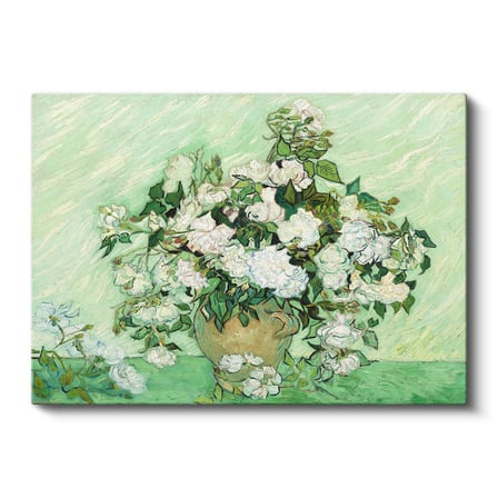 Yatay Kanvas Tablo Van Gogh Beyaz Güller Vazo Çiçekli Natürmort Ressam Tablosu Ev Ofis Duvar Dekoru