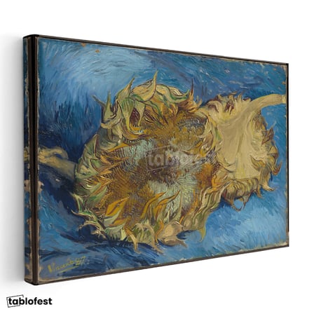 Yatay Kanvas Tablo Van Gogh Ters Çevrilmiş Ayçiçeği Mavi Ressam Tablosu Ev Ofis Duvar Dekoru