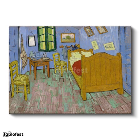 Yatay Kanvas Tablo Van Gogh Arles'teki Yatak Odası Sandalye Ressam Tablosu Ev Ofis Duvar Dekoru