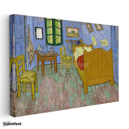 Yatay Kanvas Tablo Van Gogh Arles'teki Yatak Odası Sandalye Ressam Tablosu Ev Ofis Duvar Dekoru