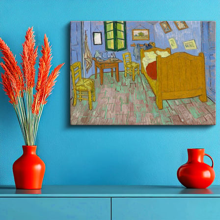 Yatay Kanvas Tablo Van Gogh Arles'teki Yatak Odası Sandalye Ressam Tablosu Ev Ofis Duvar Dekoru