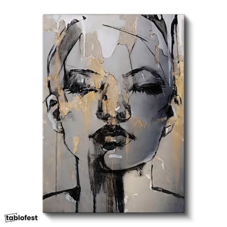 Dikey Kanvas Tablo Kadın Yüzü Silüeti Modern Sanat Tablo Ev Ofis Duvar Dekoru