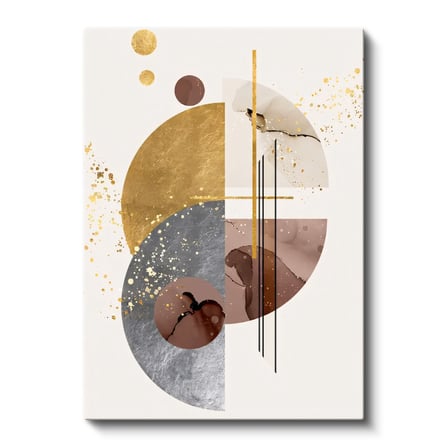 Dikey Kanvas Tablo Altın Halkalı Geometri Modern Soyut Tablo Ev Ofis Duvar Dekoru