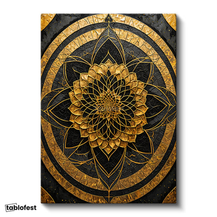 Dikey Kanvas Tablo Mandala Çiçek Soyut Tablo Ev Ofis Duvar Dekoru