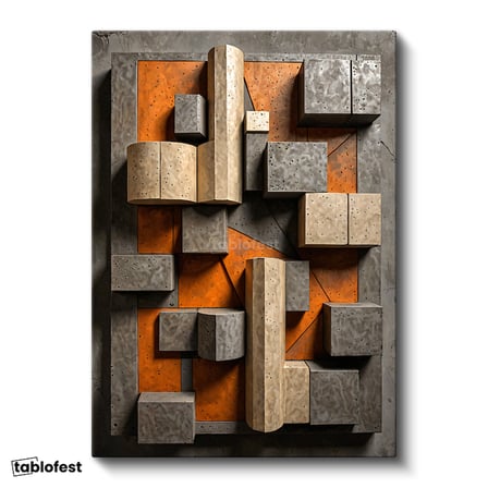 Dikey Kanvas Tablo Geometrik Formlar Soyut Tablo Ev Ofis Duvar Dekoru