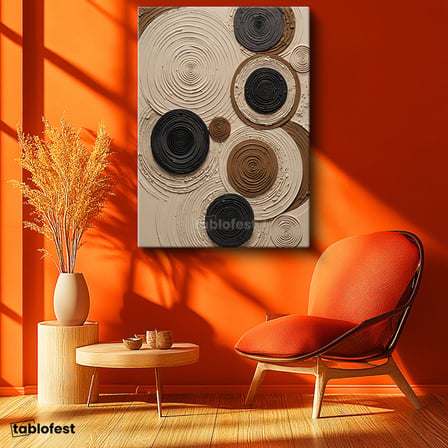 Dikey Kanvas Tablo Soyut Daireler Modern Sanat Tablosu Ev Ofis Duvar Dekoru