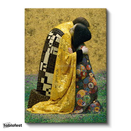 Dikey Kanvas Tablo Gustav Klimt Öpücük Klasik Sanat Tablosu Ev Ofis Duvar Dekoru